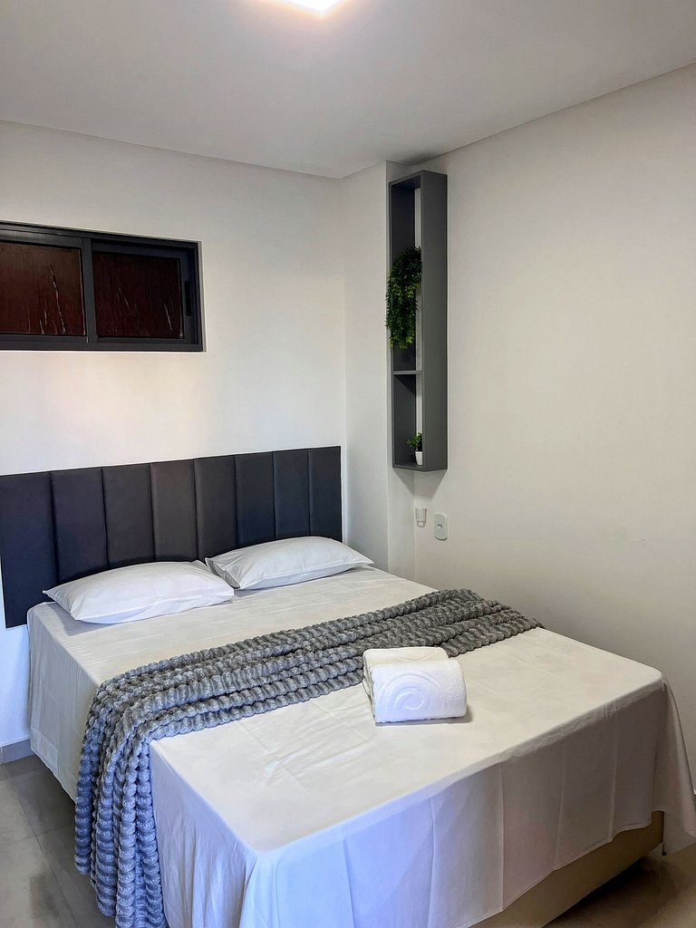 Lindo apartamento de 1 quarto e piscina no rooftop