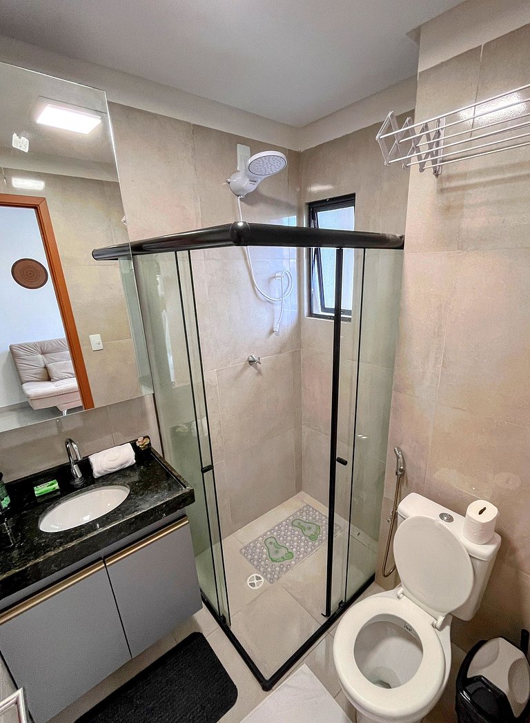 Lindo apartamento de 1 quarto e piscina no rooftop