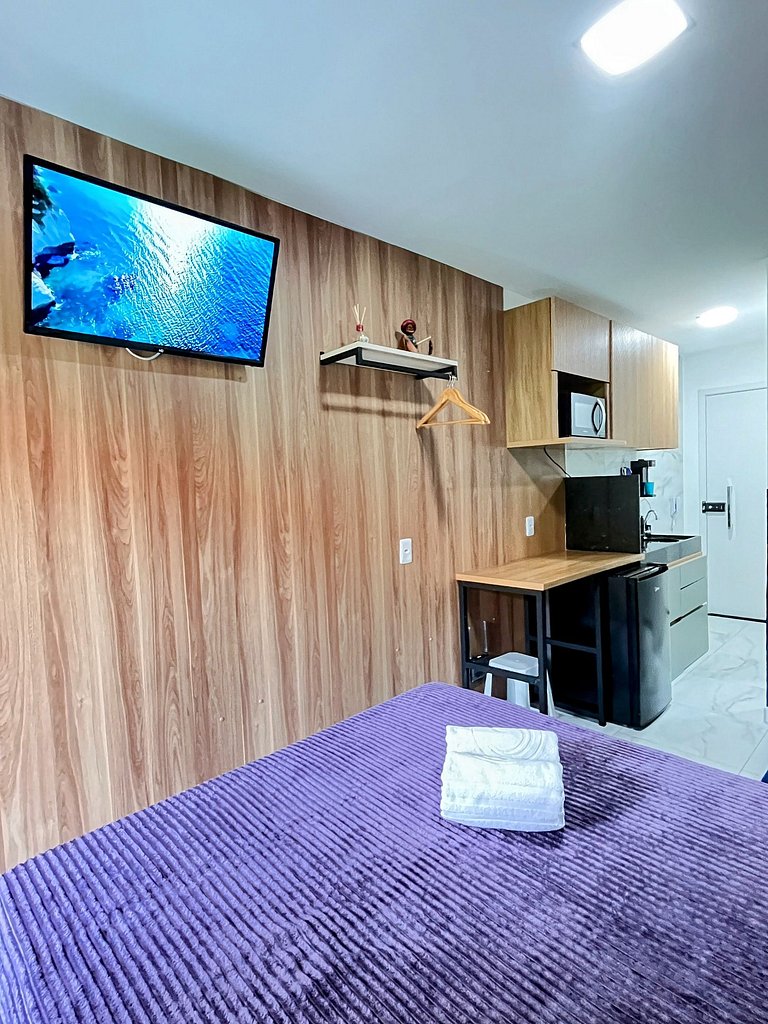Ambiente confortável com estrutura completa e varanda