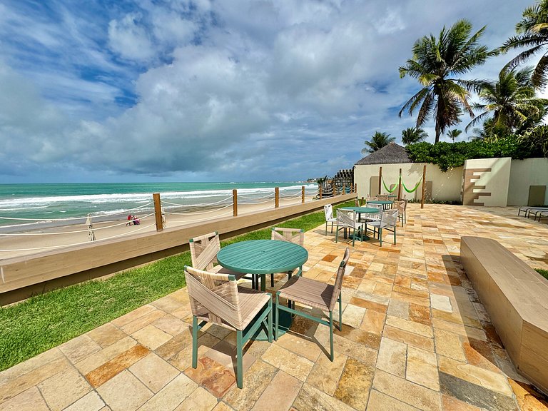 Sofisticação à beira-mar, varanda com vista para a praia