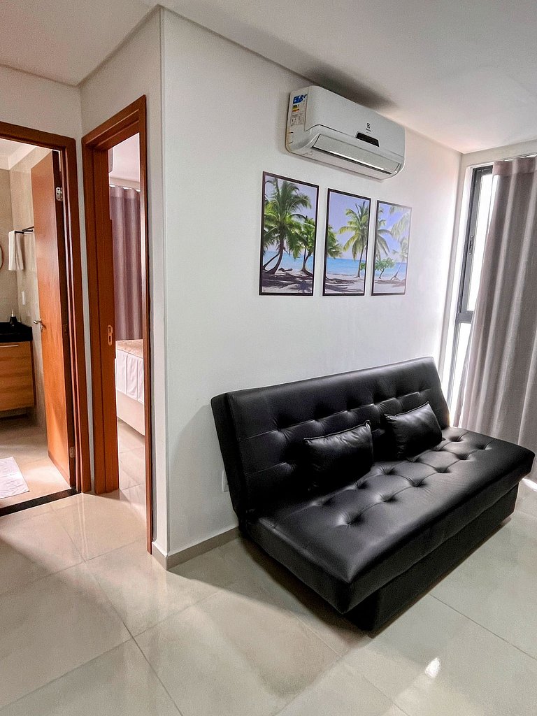 Confortável flat, 1 quarto e piscina no rooftop