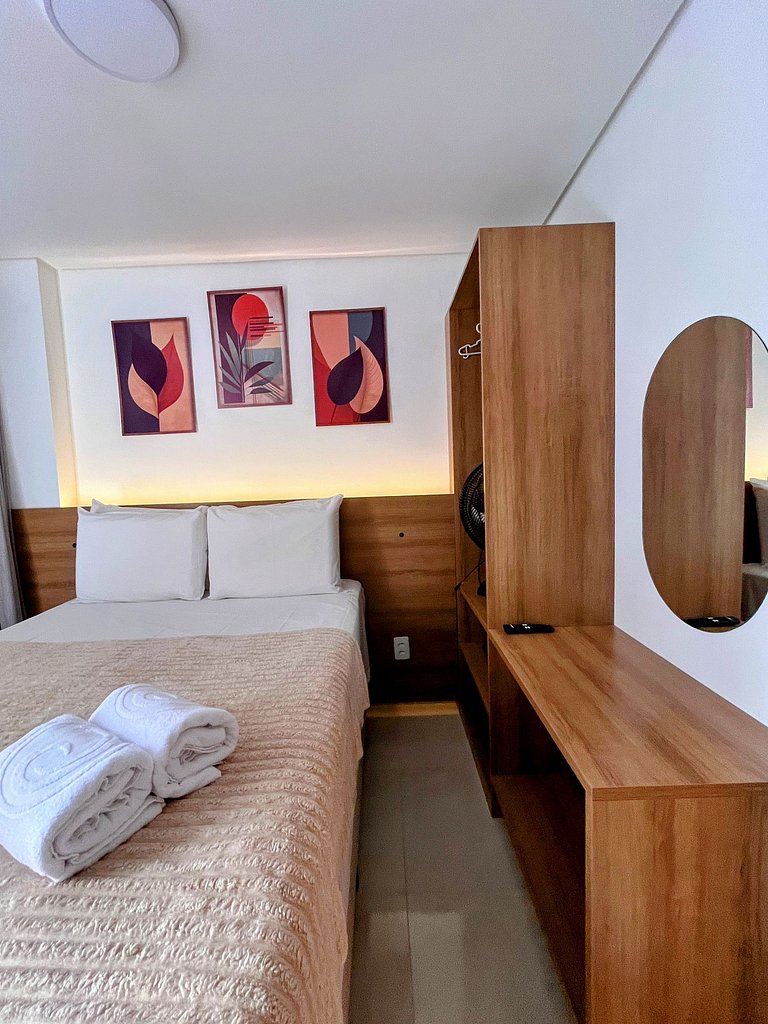 Confortável flat, 1 quarto e piscina no rooftop