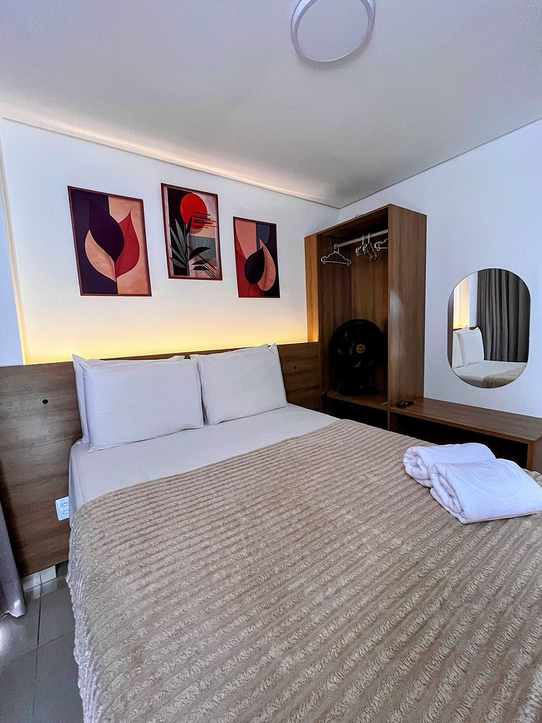 Confortável flat, 1 quarto e piscina no rooftop