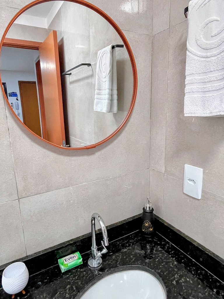 Confortável flat, 1 quarto e piscina no rooftop