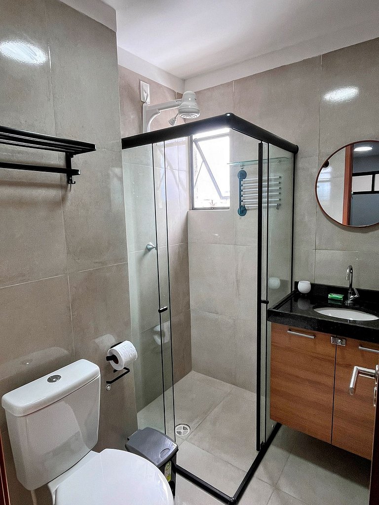 Confortável flat, 1 quarto e piscina no rooftop