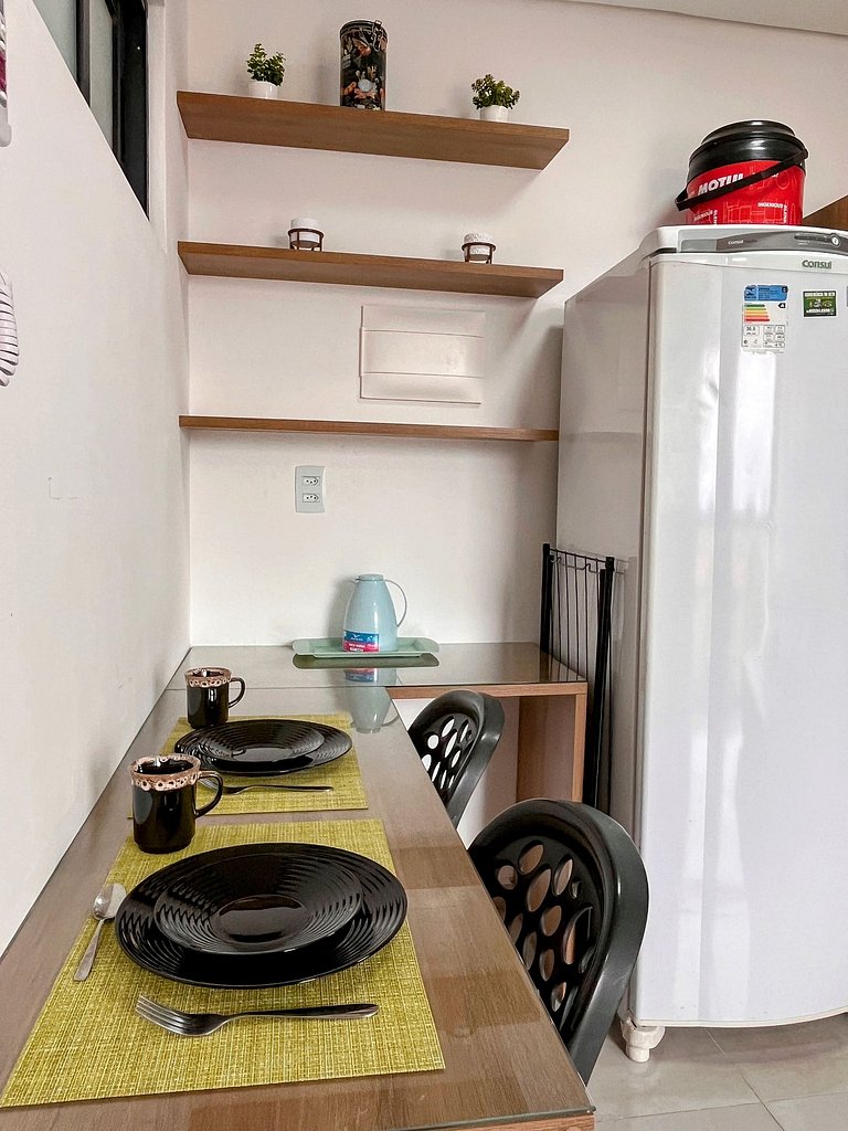 Confortável flat, 1 quarto e piscina no rooftop