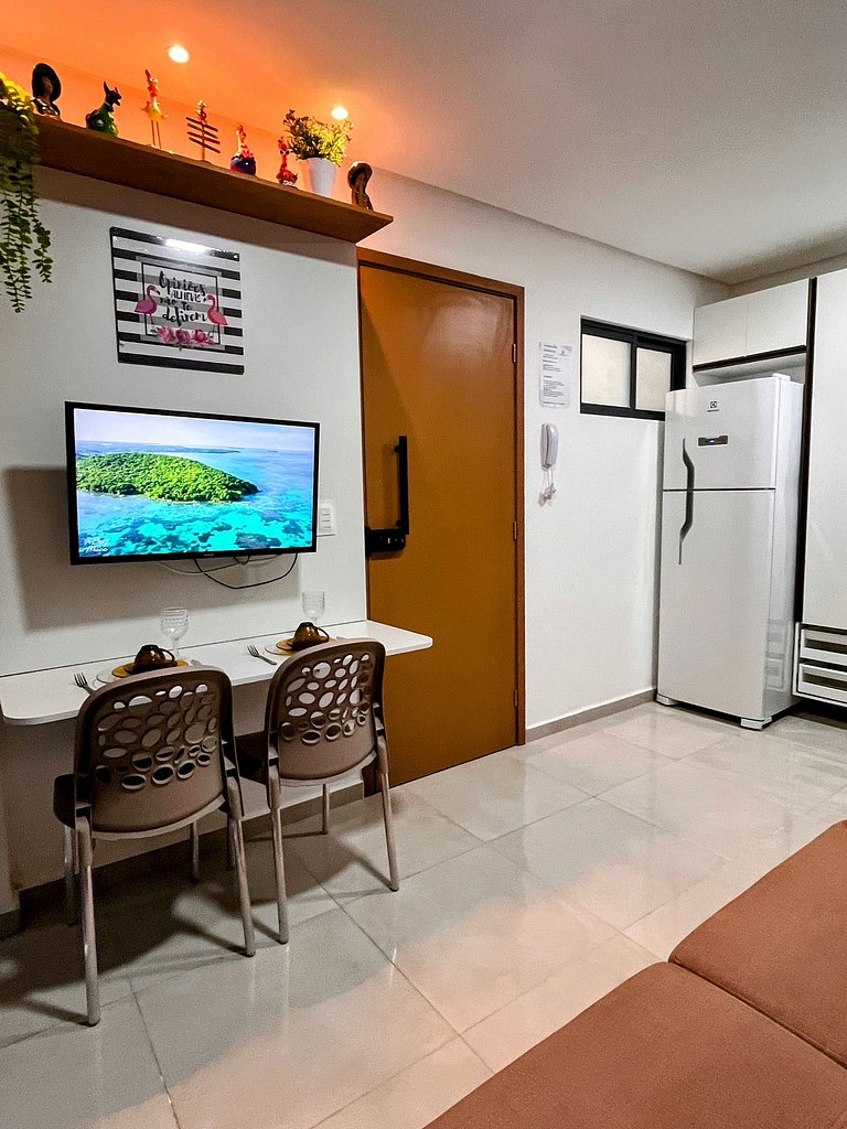 Confortável flat, 1 quarto e piscina no rooftop