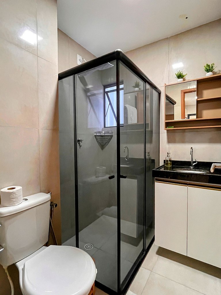 Confortável flat, 1 quarto e piscina no rooftop