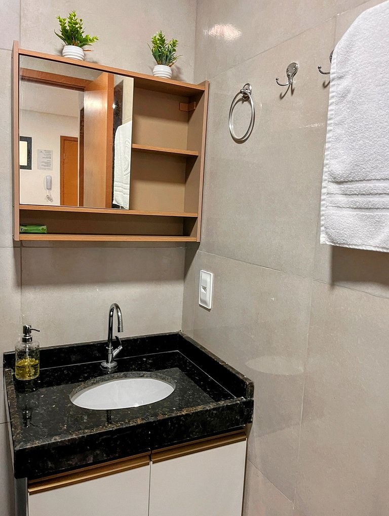 Confortável flat, 1 quarto e piscina no rooftop