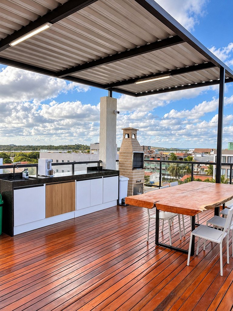 Confortável flat, 1 quarto e piscina no rooftop