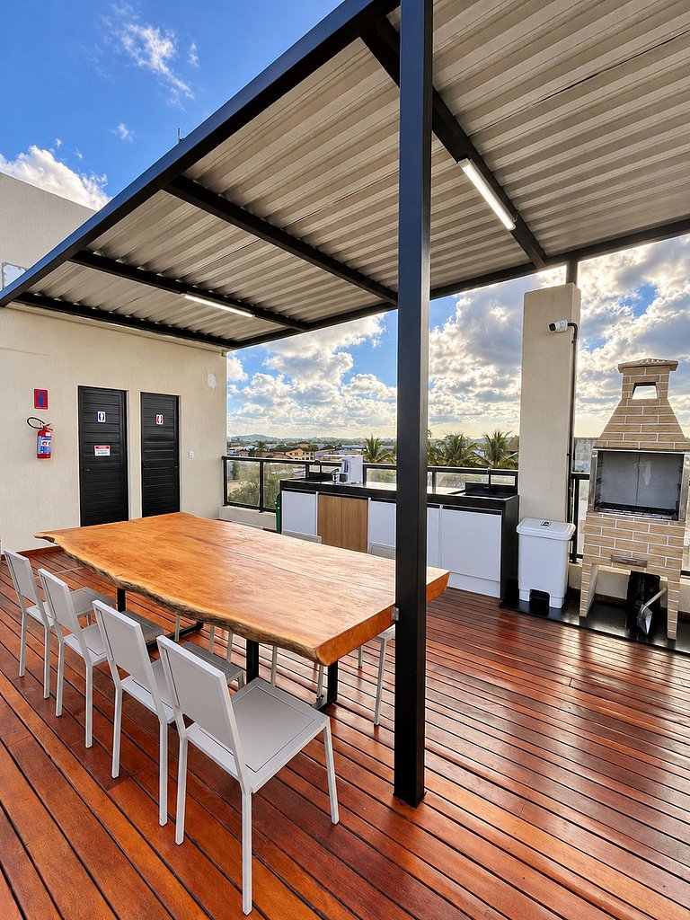 Lindo apartamento de 1 quarto e piscina no rooftop